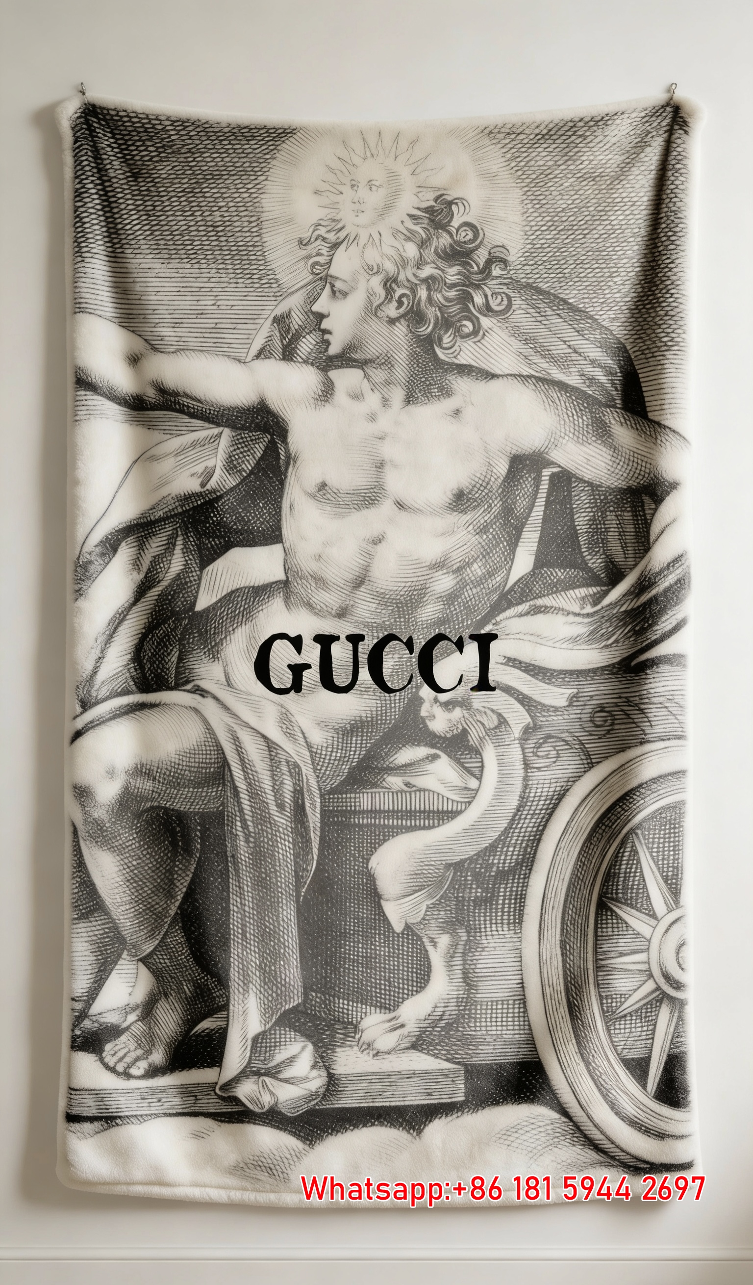 Vintage Gucci Apollo Engraving Flannel Blanket Wall Hanging throw blankets IMG_2429